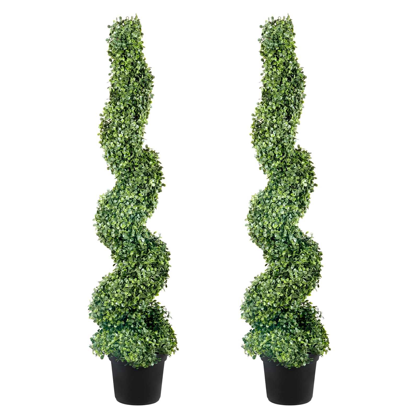 Artificial Boxwood Spiral Topiary Tower Decorative Plant Set_voghion.com